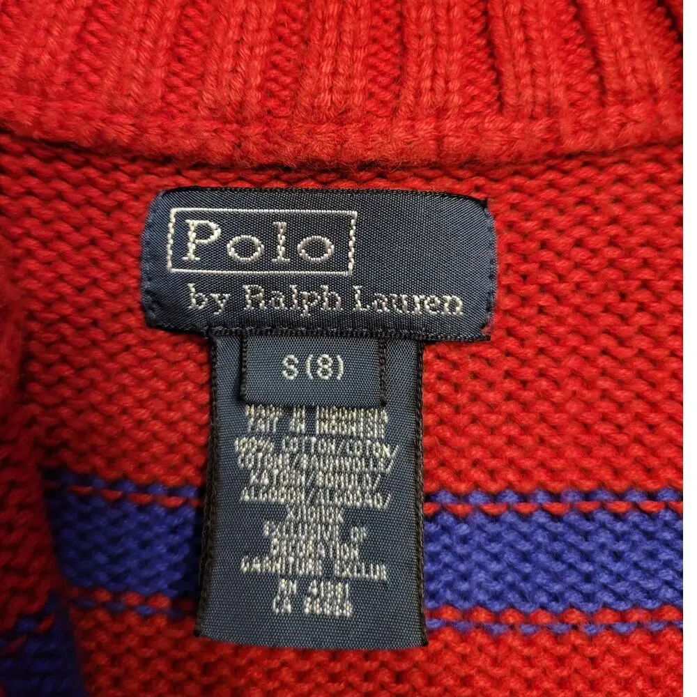 VTG Ralph Lauren Boys Quarter Zip Sweater S Preppy EUC